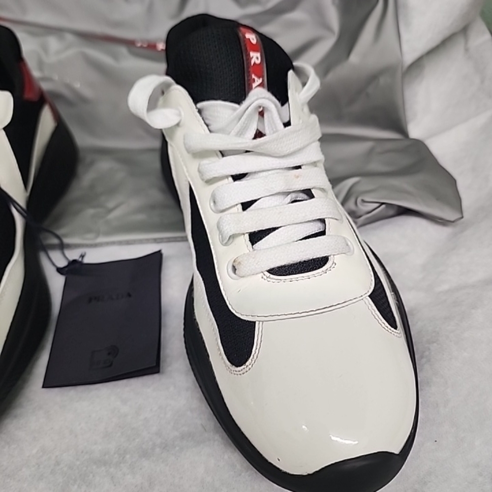 Authentic Prada White and Black Sneakers